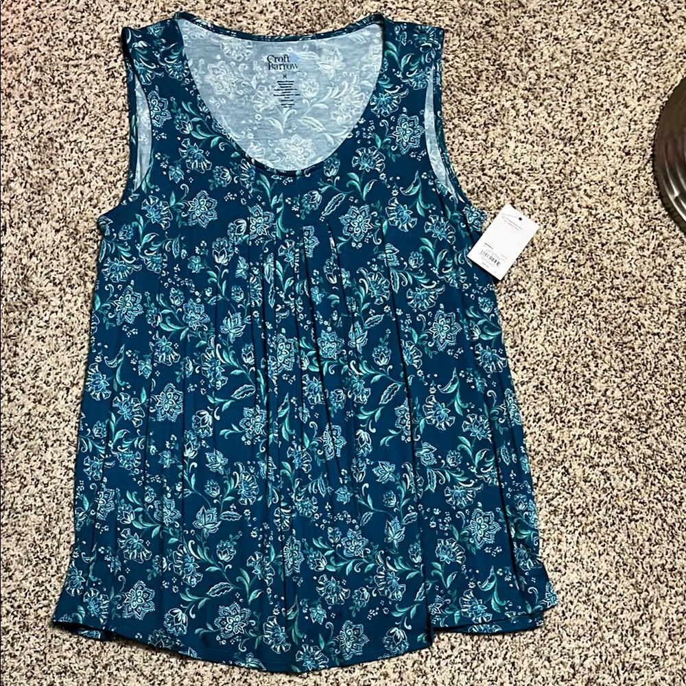 Floral Blue Sleeveless Top